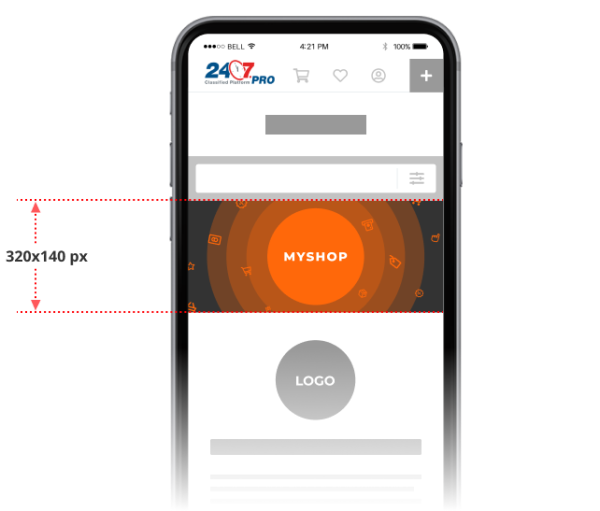 How to customize the design — Business profile. 
Mobile 640x280 px.