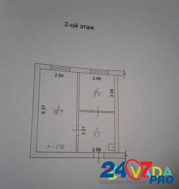 Комната 36.8 м² в 2-к, 2/2 эт. Хомутово - изображение 1