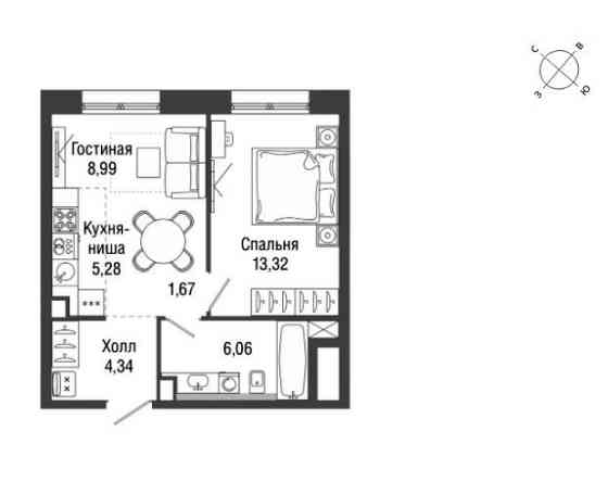 Продаётся новая однокомнатная квартира в Москве в жилом комплексе Селигер Сити Moscow