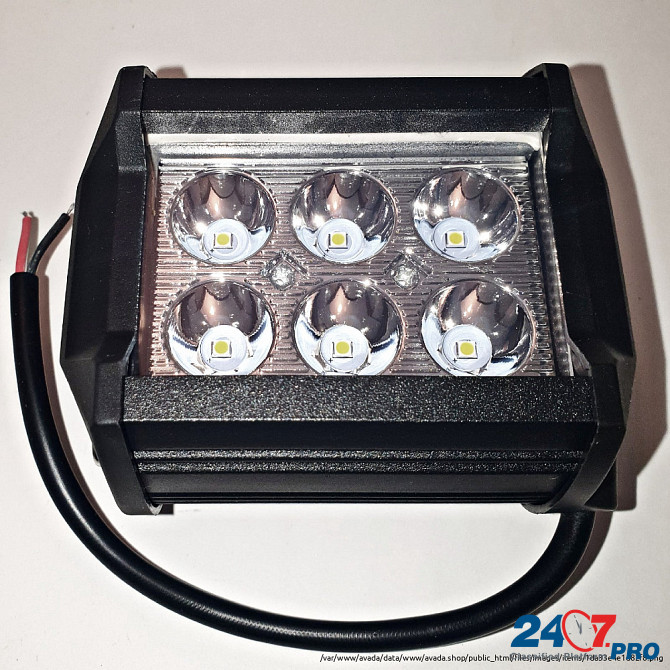 Фара 12-24v 18w 6 LED прямоуг., направленный свет, алюм. корпус линза (95*55*70) мм GL-8024 Chelyabinsk - photo 1