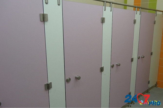 Сантехнические разделительные санитарные туалетные перегородки HPL нержавеющая фурнитура под ключ Москва - изображение 8