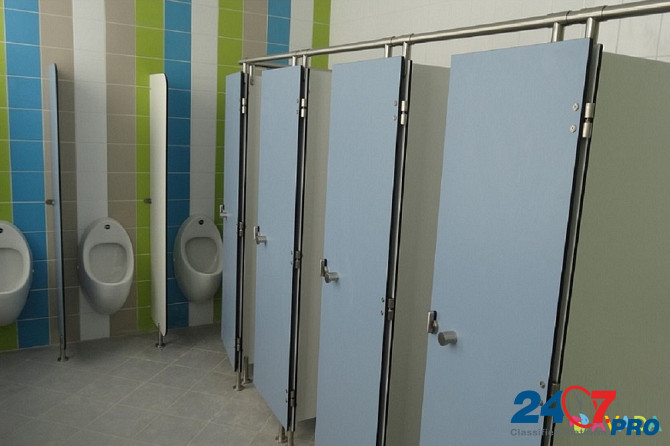 Сантехнические разделительные санитарные туалетные перегородки HPL нержавеющая фурнитура под ключ Москва - изображение 6
