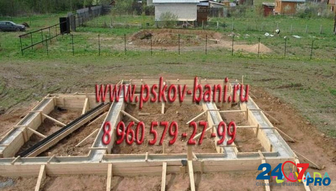 Бригадв строителей зальёт фундамент для бани, дома Pskov - photo 1