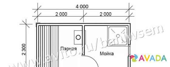 Мобильная баня 2,3х4 м Vladimir