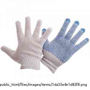 Хозяйственные перчатки х/б белые, ПВХ, синяя точка Moscow