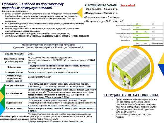 Ищем инвестора в производство природных почвоулучшителей Катайск