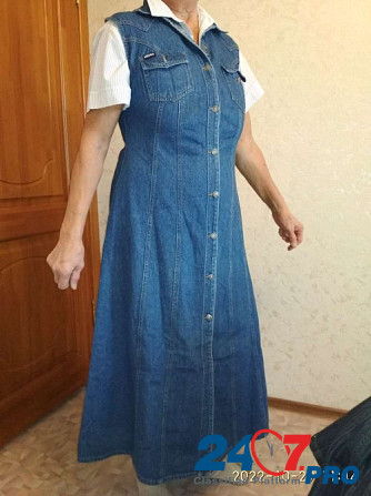 Продам джинс синий платье-сарафан 48-52 Новосибирск - изображение 1