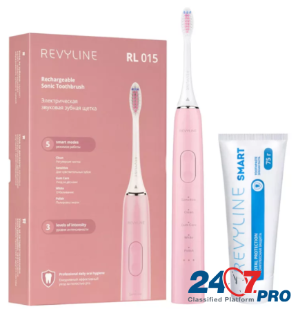 Звуковая зубная щетка Revyline RL015 Pink и зубная паста  - photo 1