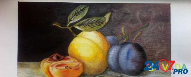 Натюрморт с персиками и черносливом, Холст, масло Тверь - изображение 1