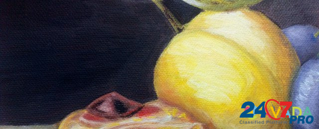 Натюрморт с персиками и черносливом, Холст, масло Тверь - изображение 3