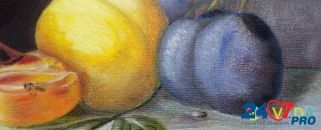 Натюрморт с персиками и черносливом, Холст, масло Тверь - изображение 2