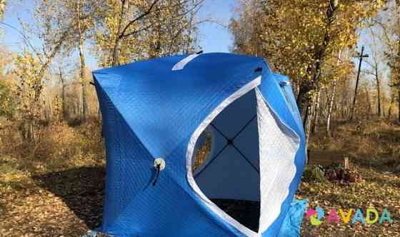 Палатка куб зимняя синяя 3-х слойная 180*180*205 Krasnoyarsk