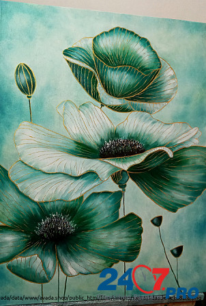 Картина диптих маслом "Изумрудные цветы " 120х80 Ровно - изображение 8