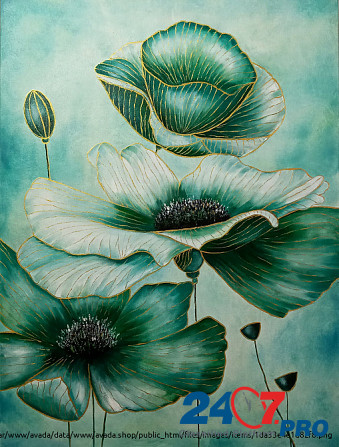 Картина диптих маслом "Изумрудные цветы " 120х80 Rivne - photo 6