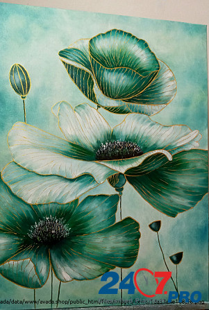 Картина диптих маслом "Изумрудные цветы " 120х80 Ровно - изображение 5