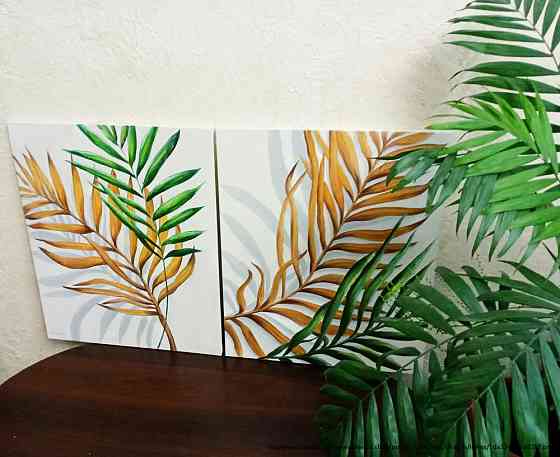 Картина маслом диптих "Пальмовые листья " 55х90 Rivne