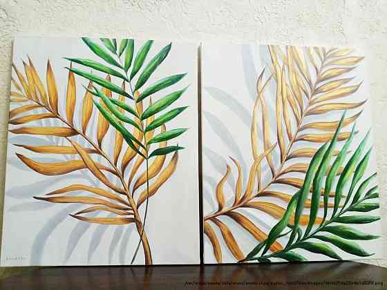Картина маслом диптих "Пальмовые листья " 55х90 Rivne