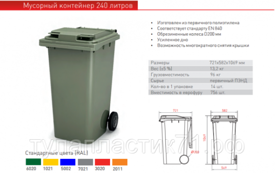 Бак для мусора 240л Moscow