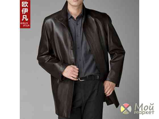 Продам новое мужское 54/180 пальто кожа Швеция черный весна-осень Novosibirsk