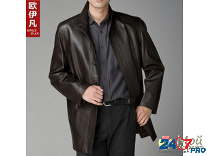 Продам новое мужское 54/180 пальто кожа Швеция черный весна-осень Novosibirsk - photo 1