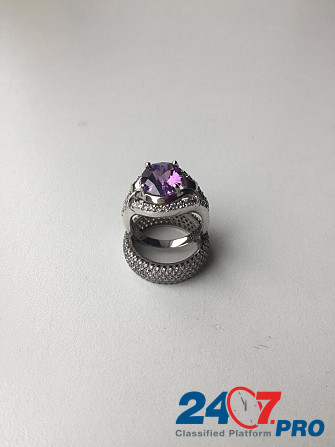 Кольцо новое серебро 19 камни циркон полностью вокруг много ювелирное украшение драгоценности женски Москва - изображение 5
